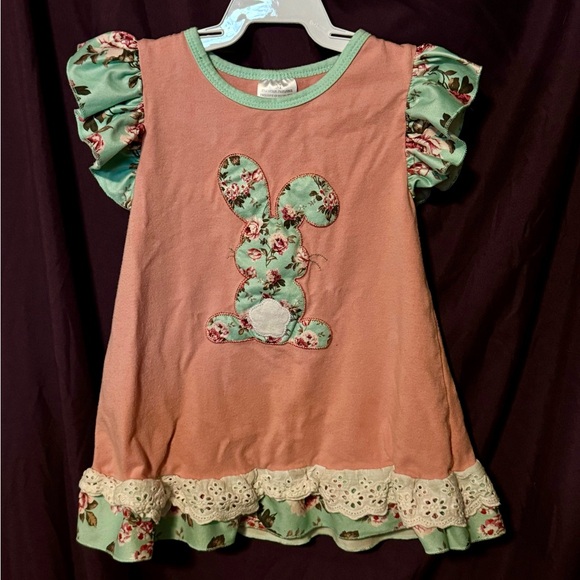 18-24 mos Pink and Green Ruffled Bunny Dress - Picture 6 of 6